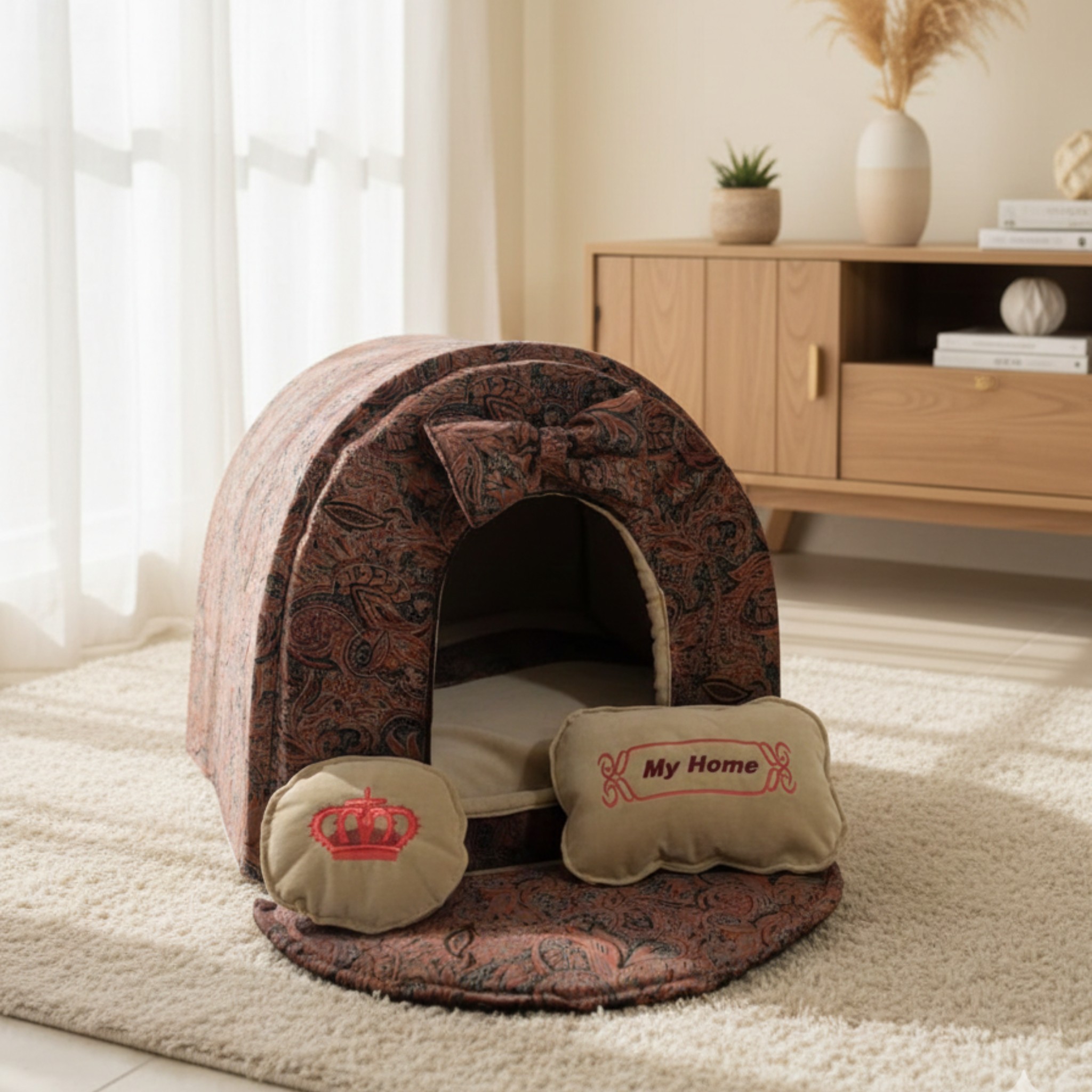 Cuccia di Lusso in Velluto Broccato Etro per Cani Piccoli